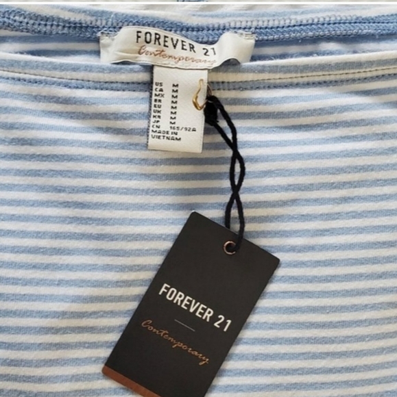 FOREVER 21 Contemporary Off Shoulder Bodysuit- long sleeve- striped- Rare - Picture 6 of 6